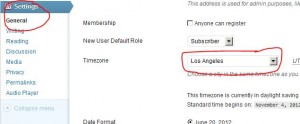 Changing the time zone of a wordpress blog